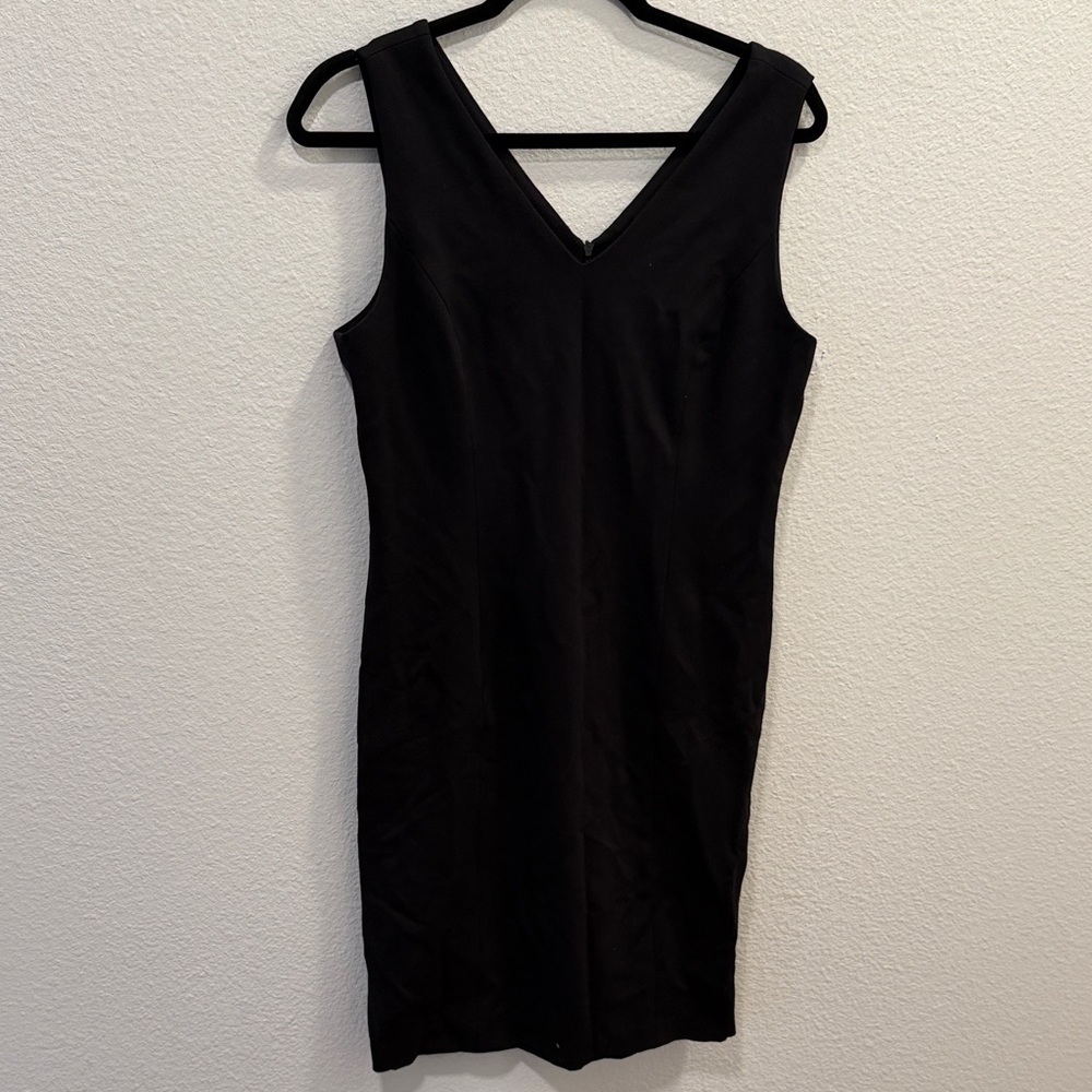 Anne Klein Black V-Neck Midi Sheath Dress